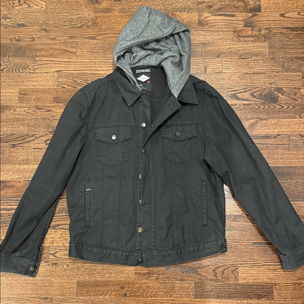 Stylish Black Jacket with Gray Hood